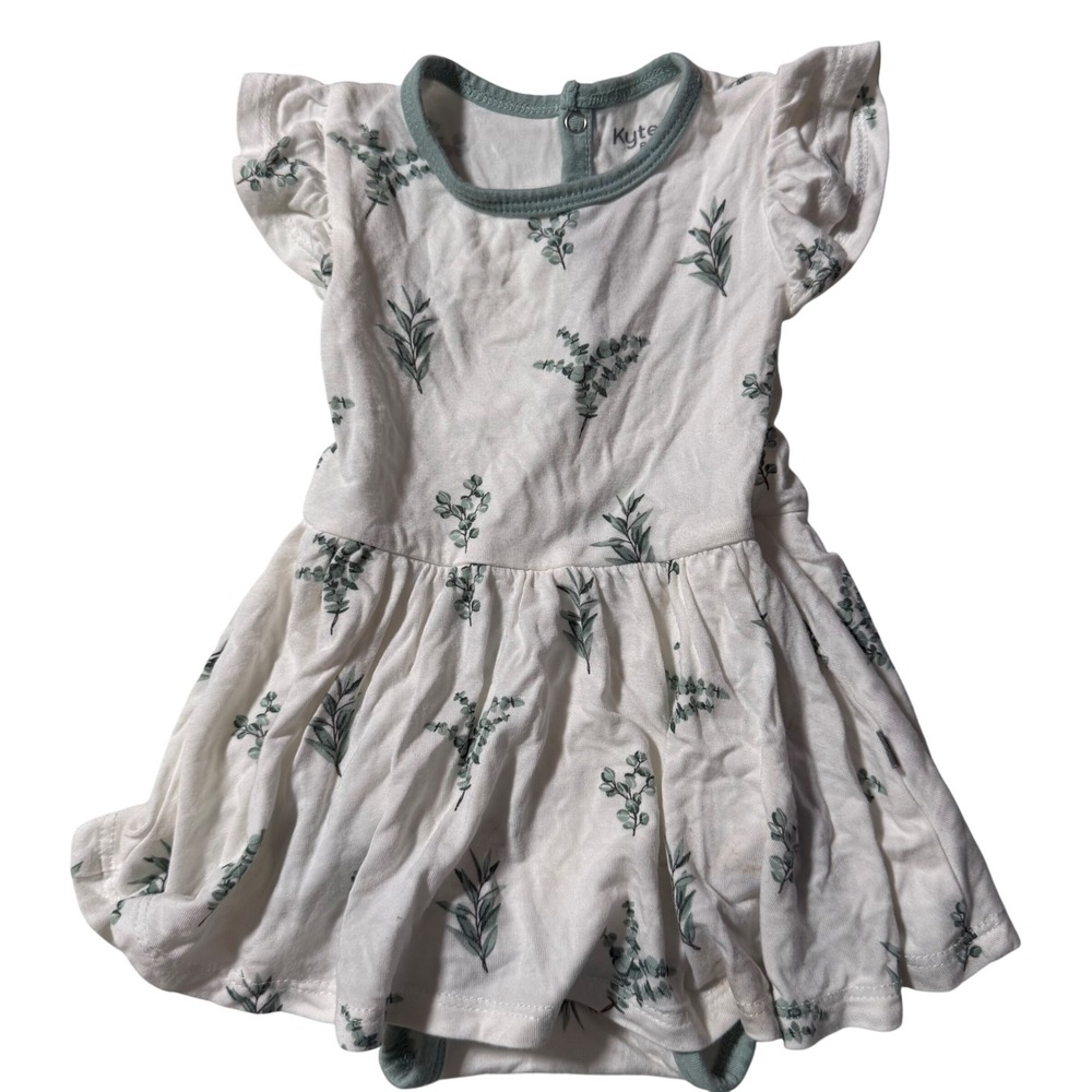 Kyte Baby Girls Onesie Dress Fairy Sleeve nature Plant bamboo 3-6 month summer
